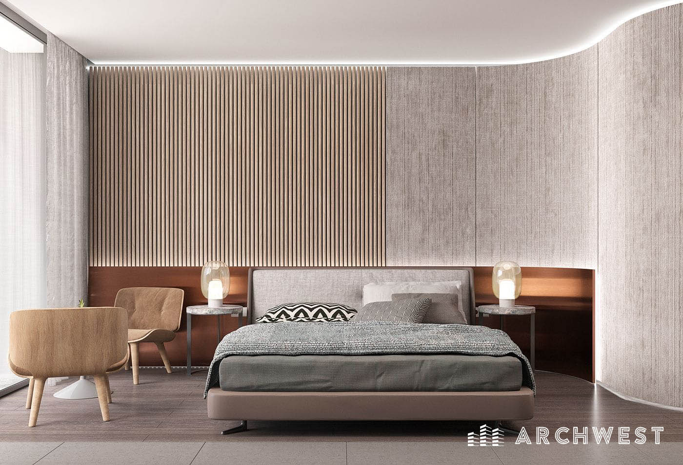 5. 3D Render of an Eclectic Bedroom, New York